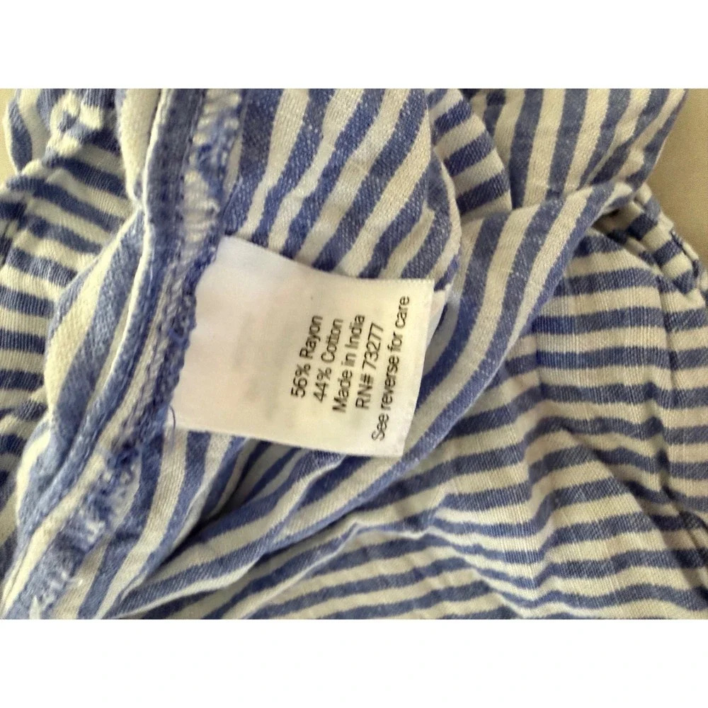 LC Lauren Conrad Blue White Striped Tiered Midi Skirt Elastic Waist XS